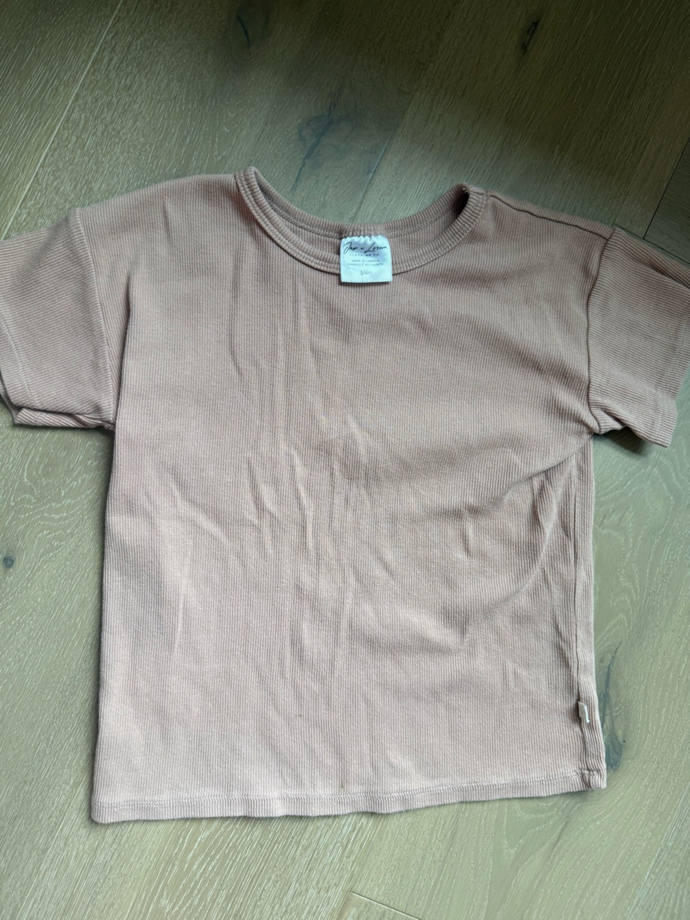 Ribbed Short Sleeve Tee in Dusty Rose 3/4T